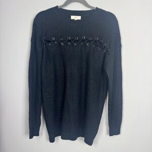 ENTRO | Black Sweater Lace Up Cutout Detail Women’s Size Medium